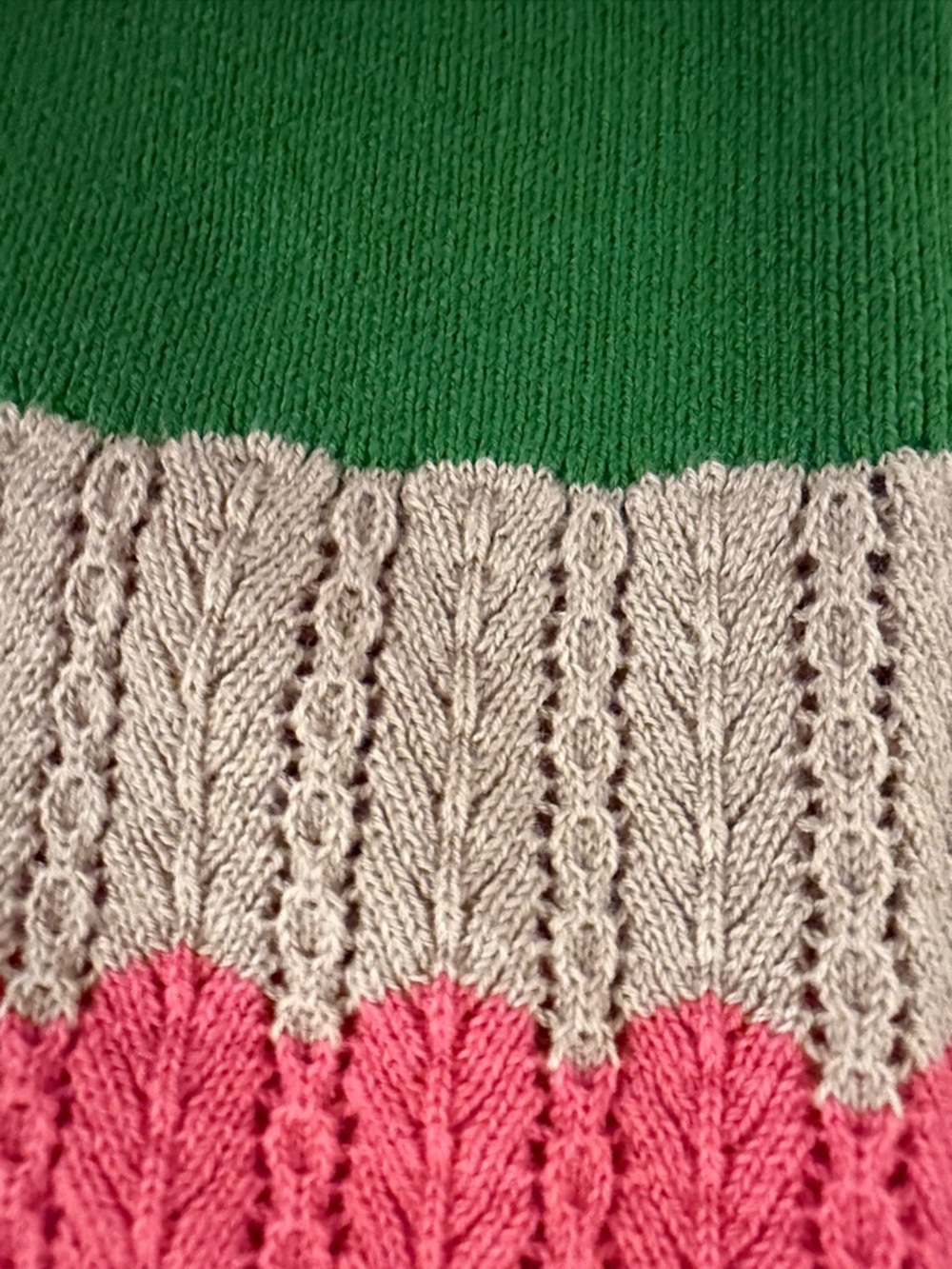 LK Bennett Pink, Yellow & Green Striped V-Neck Cotton Cardigan - Picture 7 of 11